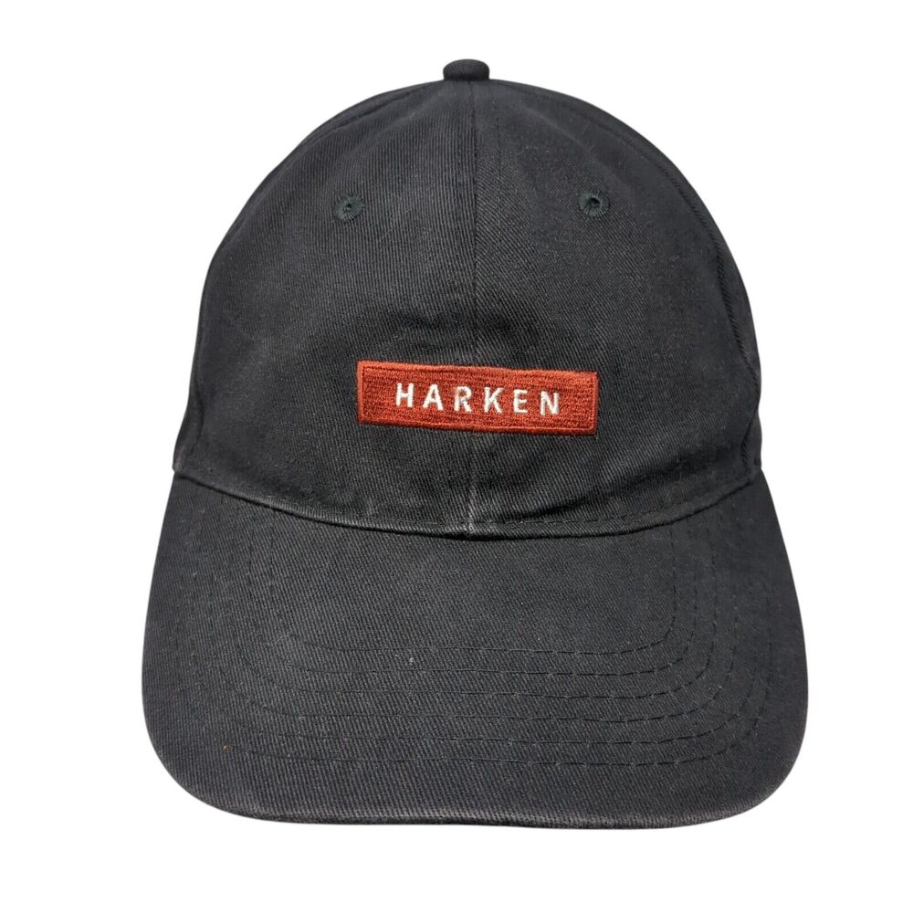 Harken Strapback Baseball Cap Black One Size Adjustable Embroidered Apollo USA